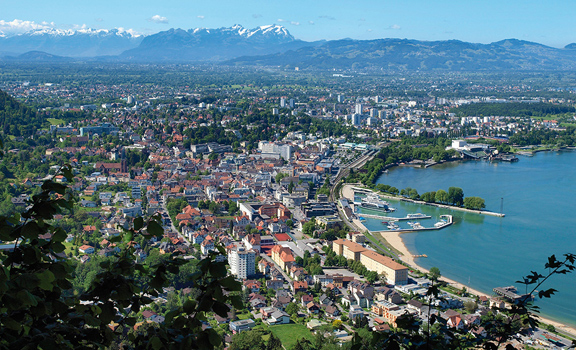 Luftbild der Stadt Bregenz